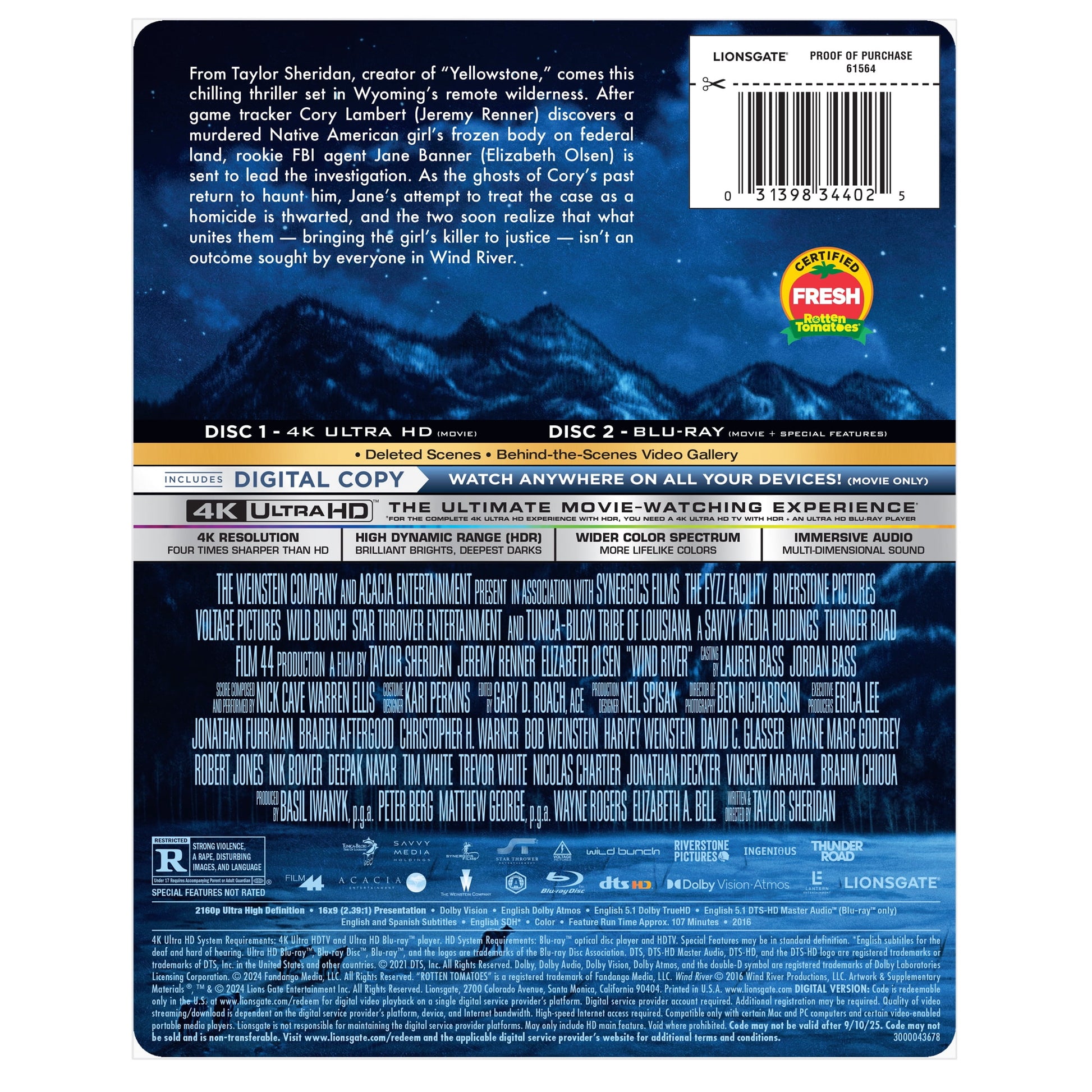 Wind River - Steelbook [4K UHD + Blu-ray + Digital Copy]