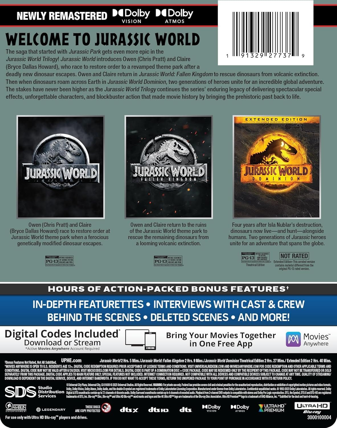 Jurassic World Trilogy - Limited Edition Steelbook [4K Ultra HD + Digital]