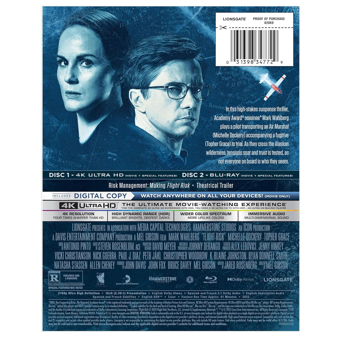 Flight Risk Blu Flight Risk Limited Edition Steelbook [4K + Blu-Ray + Digital ...