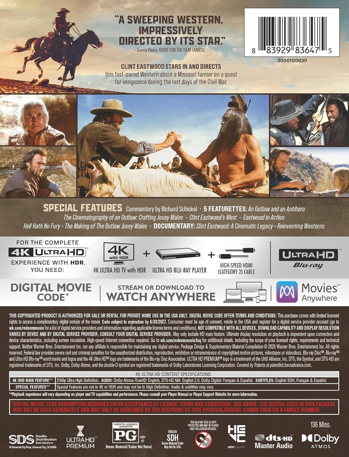 The Outlaw Josey Wales - Limited Edition Steelbook (4K Ultra HD + Digital)
